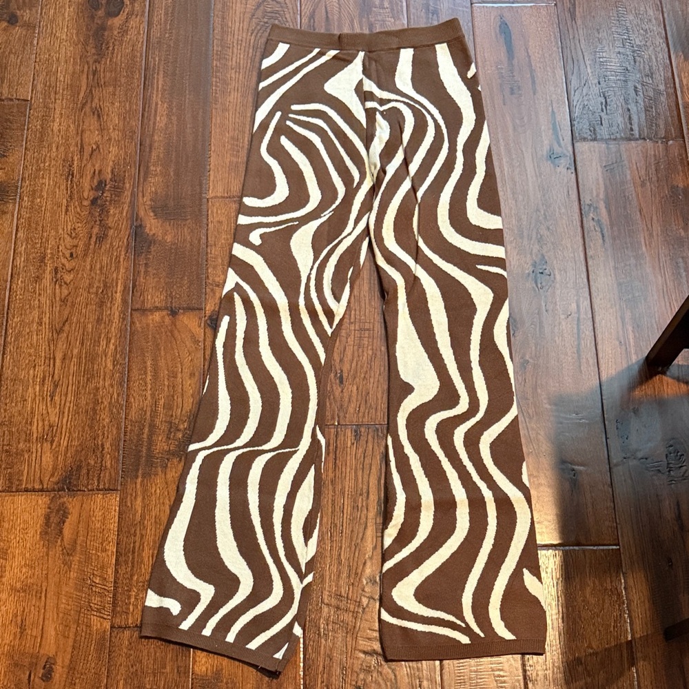 Brown and Cream Boot Cut Flare Pants